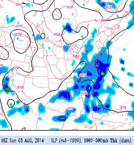 GFS outlook Sunday afternoon