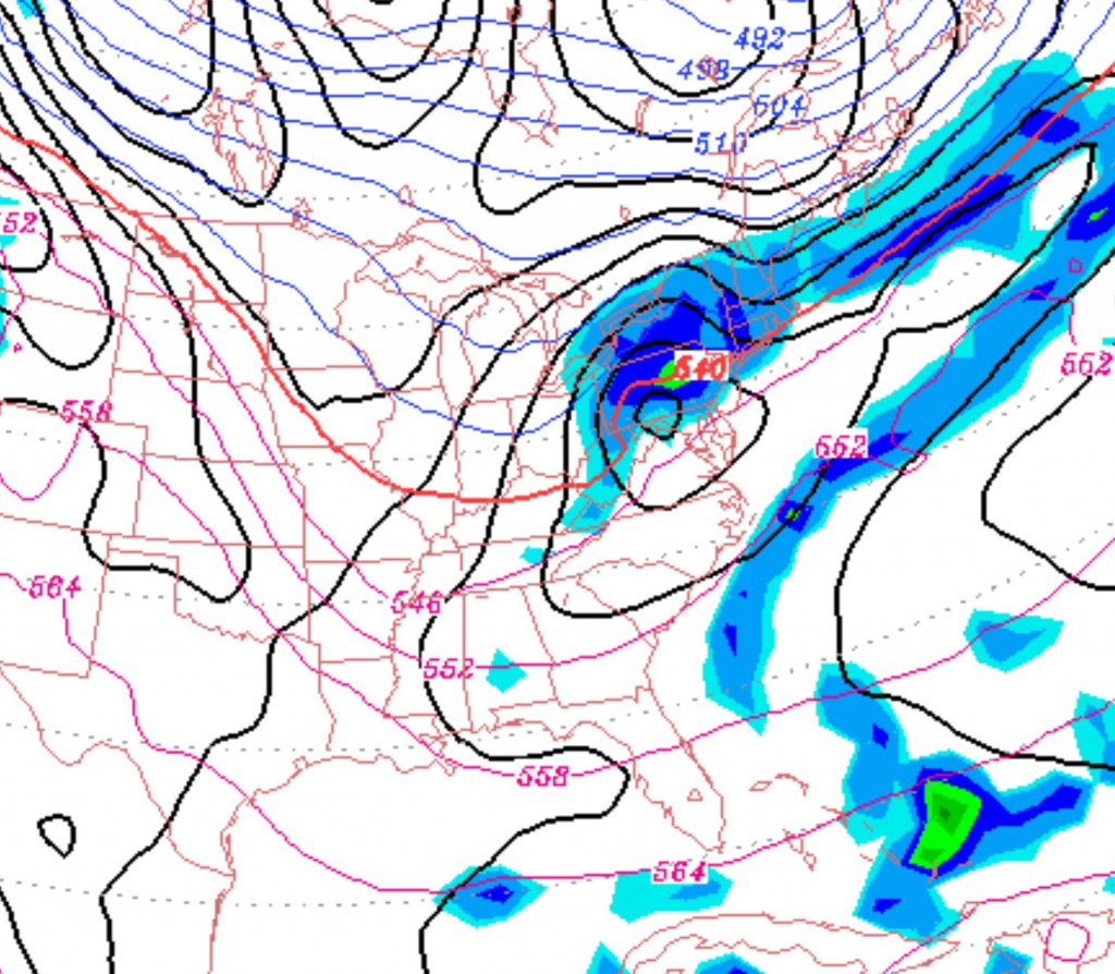 GFS model prediction for Monday 