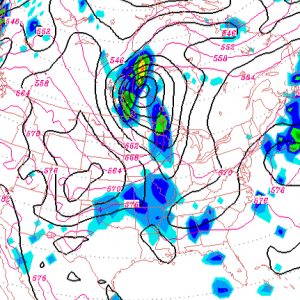GFS model forecast for Sunday afternoon.