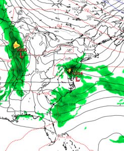 GFS forecast for Saturday evening