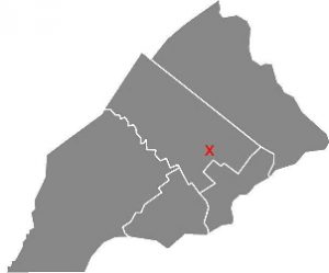 Location of main forecast data point on map of Philadelphia region